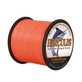 Hercules Super Strong 300M 328 Yards Braided Fishing Line 80 LB Test for Saltwater Freshwater PE Braid Fish Lines 4 Strands - Orange, 80LB (36.3KG), 0.48MM