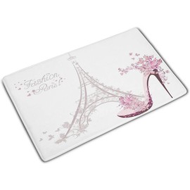 Fashion Girl Decor Paris Eiffel Tower with High Heels Bath Rugs Non-Slip Doormat Floor Entryways Indoor Front Door Mat Kids Bath Mat 15.7x23.6in Bathroom Accessories