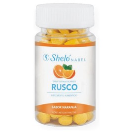 Sheló Nabel Rusco Tabletas Masticables, Suplemento Alimenticio, Sabor Naranja, 60 Tabletas