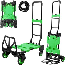 LoJok TECSPACE 2 in 1 Folding Hand Truck, 400 LBS Capacity Dolly Cart (Green)