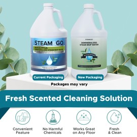 Steam and Go Demineralized Water - Multi-Surface Cleaning Solution for Steam Mop, Ready-to-Use Floor Cleaner, No PVC, Ideal for Home & Office, Compatible w/Any Mop - Eucalyptus Mint, 128oz, Pack of 1