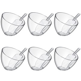 Hoolerry Serving Bowls Kit, 12 Pcs Molded Acrylic Plastic, Clear, Classic Style, 25 oz, Party Theme, Reusable, Angled Design