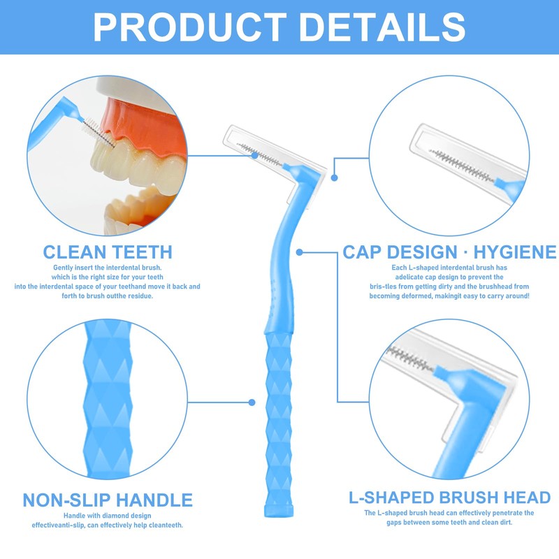 Pack of 100 Interdental Brushes, Interdental Brushes, Toothbrushes for Between