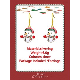 GAUEIOUR Christmas Scarf gloveshat Snowman Earrings,Vintage Versatile Minimalist Trendy Earrings,Cartoon Cute Style Creative Party Alloy Earrings