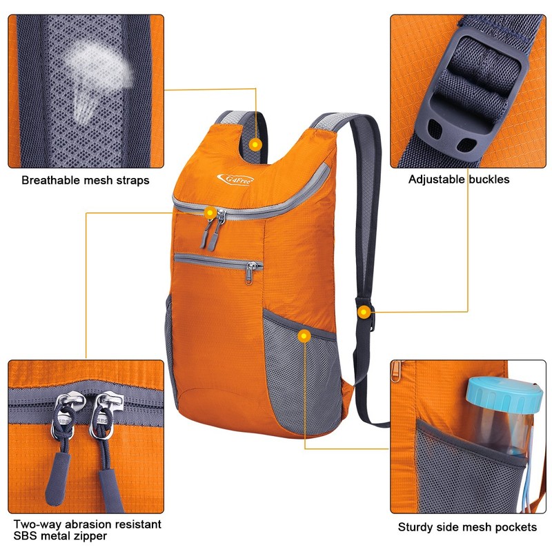 G4Free Foldable Rucksack, Lightweight Daypack, Unisex Packable Travel Rucksack, Rucksack
