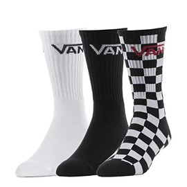 Vans, Men's Classic Crew Socks | 3-Pack (B/W Checkerboard, Black & White - 6.5-9)