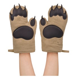 Genuine Fred Bear Hands Oven Mitts – Heat-Resistant Silicone and Cotton Gloves, Fun Gift for Bakers, Animal Lovers, White Elephant or Housewarming