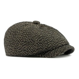 Dalababa Mens Tweed Flat Cap, Peaky Style Baker Boy Hat, Adjustable Herringbone 8 Panel Newsboy Cap Gatsby Irish Ivy Beret Unisex - Coffee