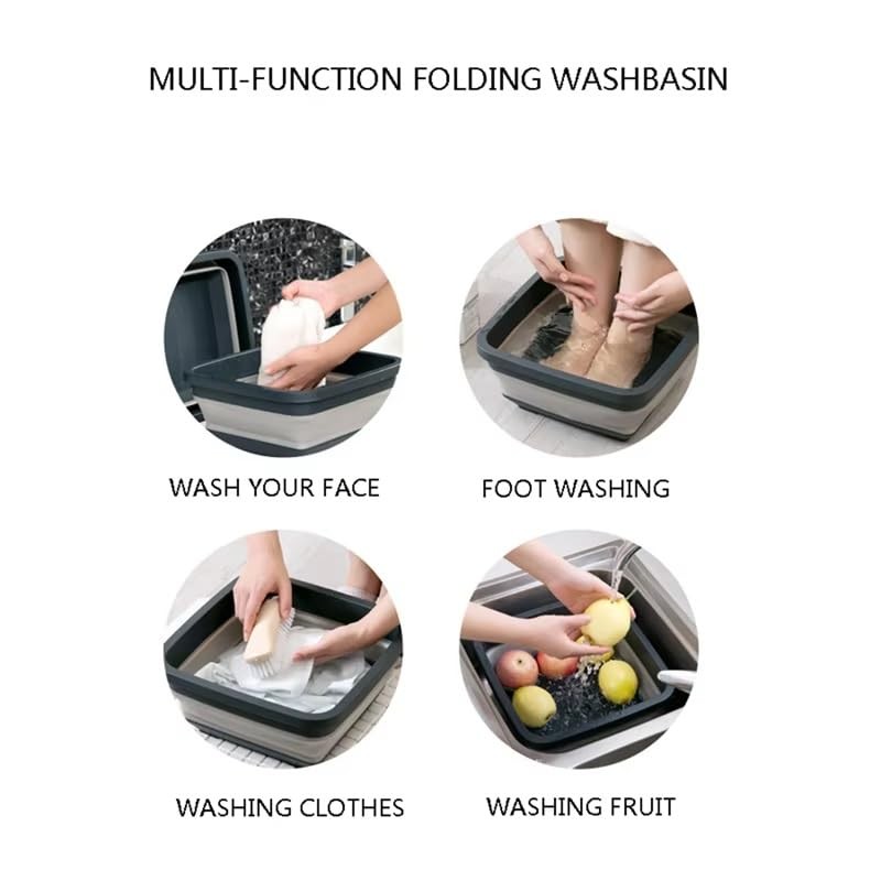 LinaLife 8L (2.0 Gallon) Plastic Washbasin Portable Foldable Thickening Basin