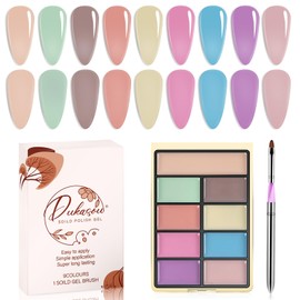 DUKASOU Solid Gel Nail Polish Set, Blue sky 9 Colors Gel Polish Manicure Palette Set Sweet Macaron Tiny Solid Cream Nail Gel Polish for Salon DIY with Pro Nail Brush