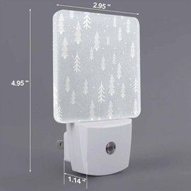 Chrobak LED Night Light,Winter Forest Scandinavian LED Night Light Plug into Wall with Dusk to Dawn Light Sensor White Energy Efficient Nightlight for Bedroom Bathroom Hallway Living Room Kitchen