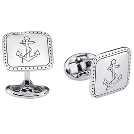 Vinani Design Cufflinks Anchor Symbol Blackened Shiny 925 Sterling Silver Men's Suit Shirt 2MAA, Sterling Silver
