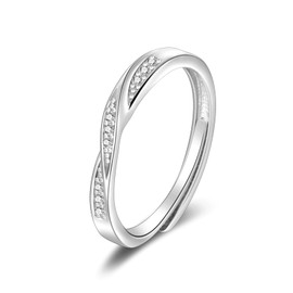 SILBERTALE 925 Sterling Silver Adjustable Thumb Ring Cubic Zirconia Eternity Rings Wedding Promise Rings for Women Jewellery Gift