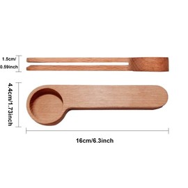 Coffee Spoon Scoop, Wooden Measuring Spoon and Pocket Clip 2 in 1 Long Handle Tablespoon Made of Solid Beech Wood