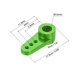 sourcing map 4 Pcs Aluminum Servo Horn 15T Servo Horn Steering Short Arm 17.5mm Length Green Suitable for DIY RC Car/Boat/Airplanes Boat Model Accessories with Screws