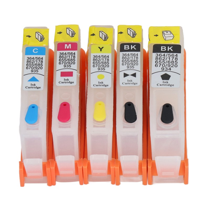 5PCS Ink Cartridge Set BK C M Y Smooth Ink