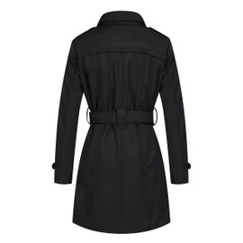 wantdo Women's Lapel Double Breasted Trench Coat Peacoat with Belt Black Large