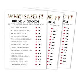 Inkdotpot 50-Pack He Said She Said Cards For Couples Floral Funny Rehearsal Dinner Who said it Question Bridal Shower Engagement Party Game Ideas