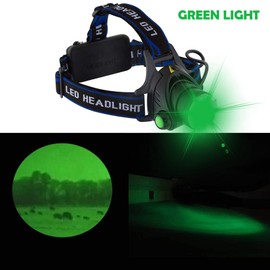 GRACETOP Greenlight LED Headlamp, 1800 Lumens Zoomable Hunting LED Head lamp Flashlight, Hands-Free Headlight Torch Lamp for Hunting Hiking Camping Fishing Reading Running
