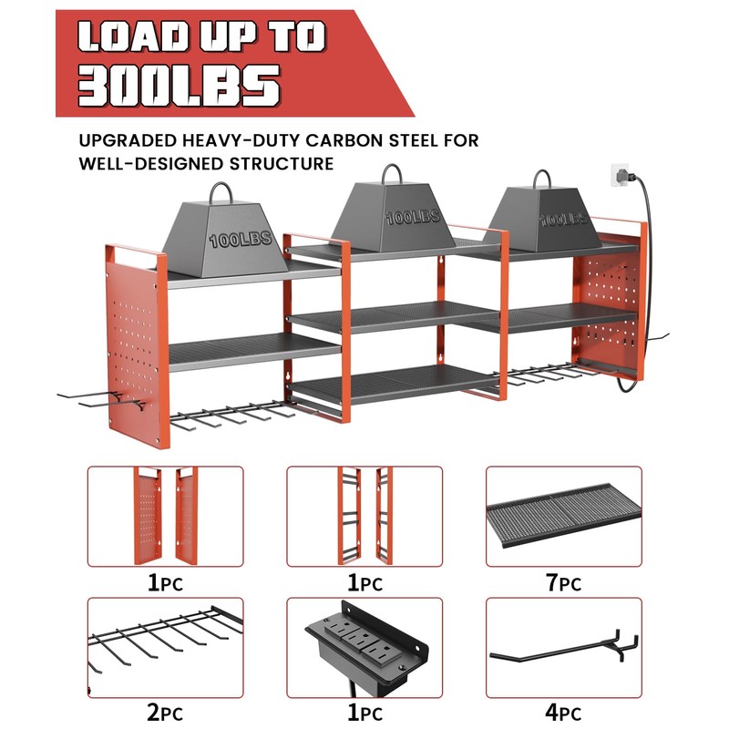 Kweetle Heavy-Duty 48" Wall Mount Power Tool Organizer with Charging