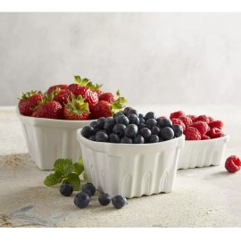 Creative Brands  Porcelain Berry Basket, Medium, White