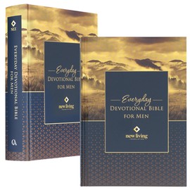NLT Holy Bible Everyday Devotional Bible for Men New Living Translation, Navy/Gold Mountain, Flexible Daily Bible Reading Plan Options (NLT Mens Devo Editions)