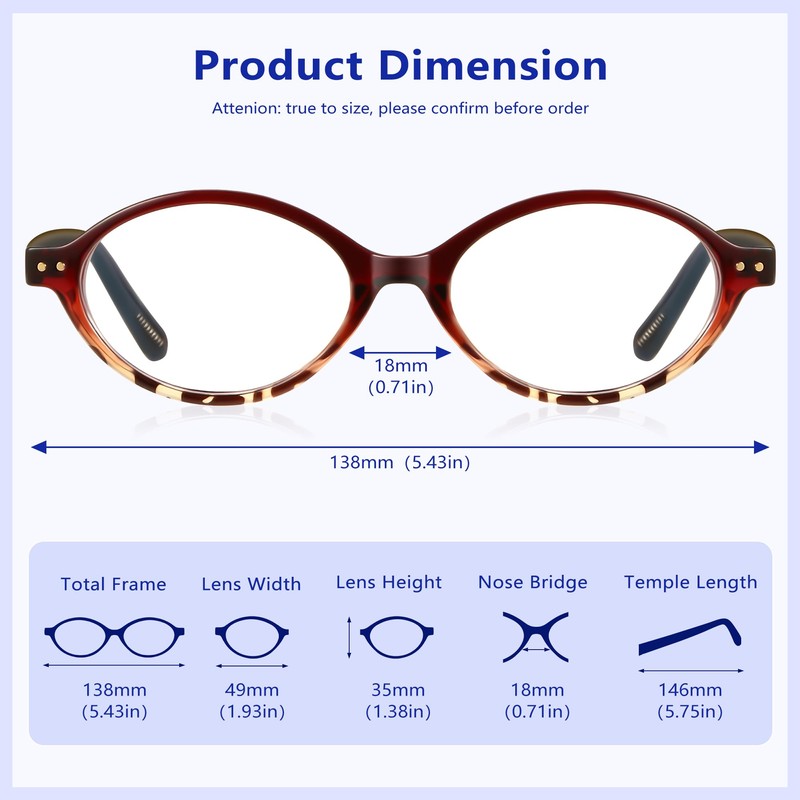 YDAOWKN Oval Blue Light Blocking Glasses for Women Men,Glasses Frame