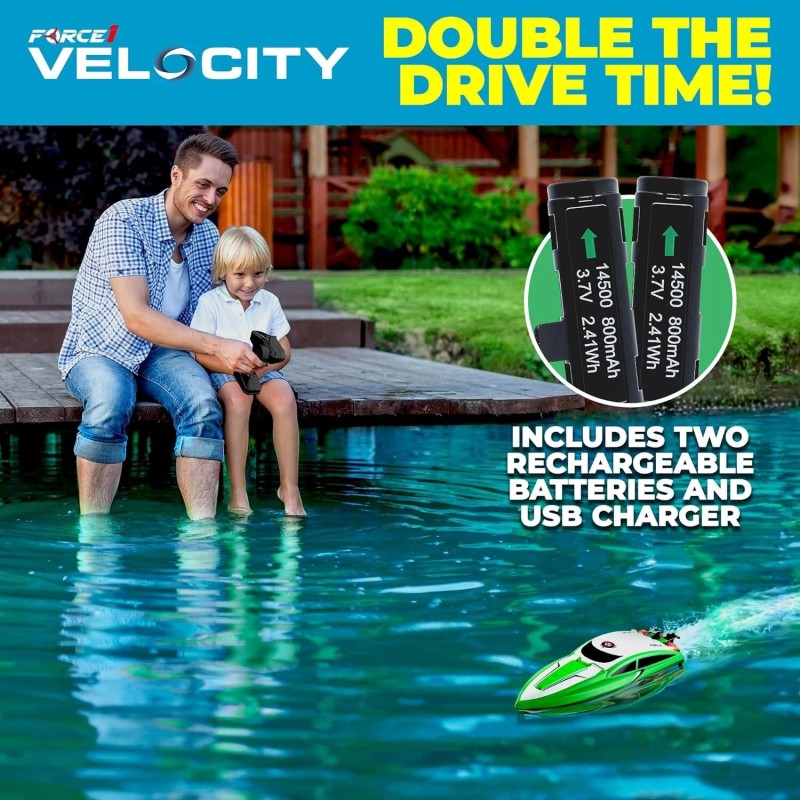 Force1 Velocity Green 20mph Underwater Diving RC Boat