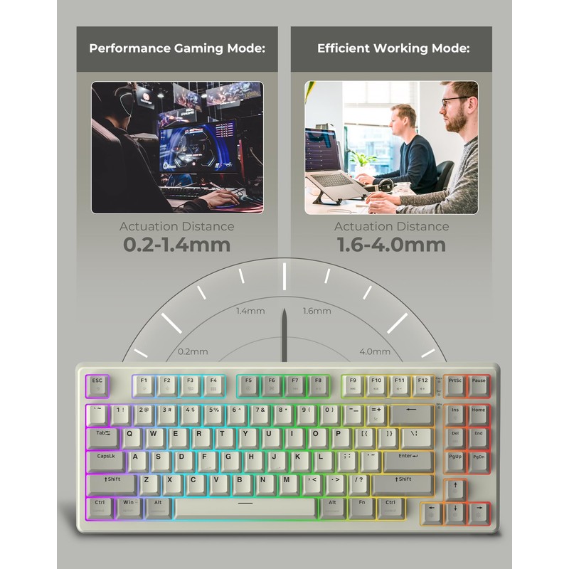 Rapid Trigger Gaming Keyboard,XVX G75 Hall Effect Keyboard Magnetic Switch