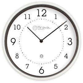 Miraval Design Radio Controlled Wall Clock 250mm Plastic Case White Dial Quartz DCF77 Radio Signal (White)