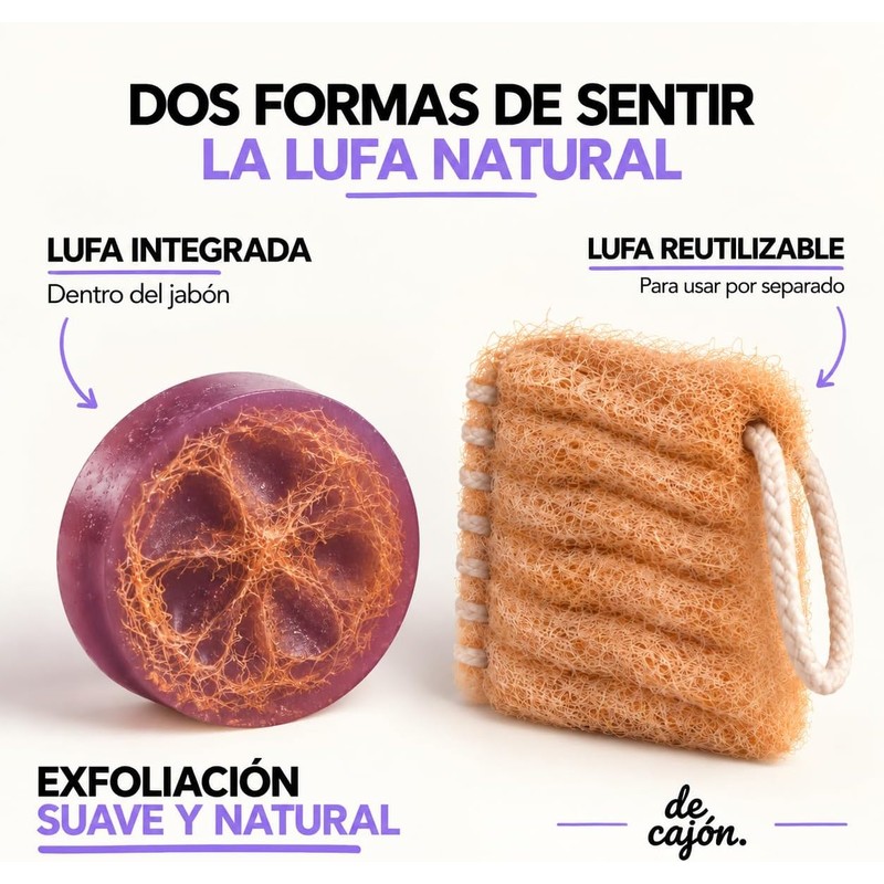 Jabones Corporales Artesanales con Lufa · Lavanda · 5 Barras