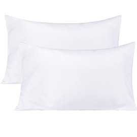 BEDSUM Microfiber Queen Pillowcases Set of 2, Soft Wrinkle Resistant and Easy Care Pillow Cases with Envelope Closure for Kids, 20 x 30 inches, White