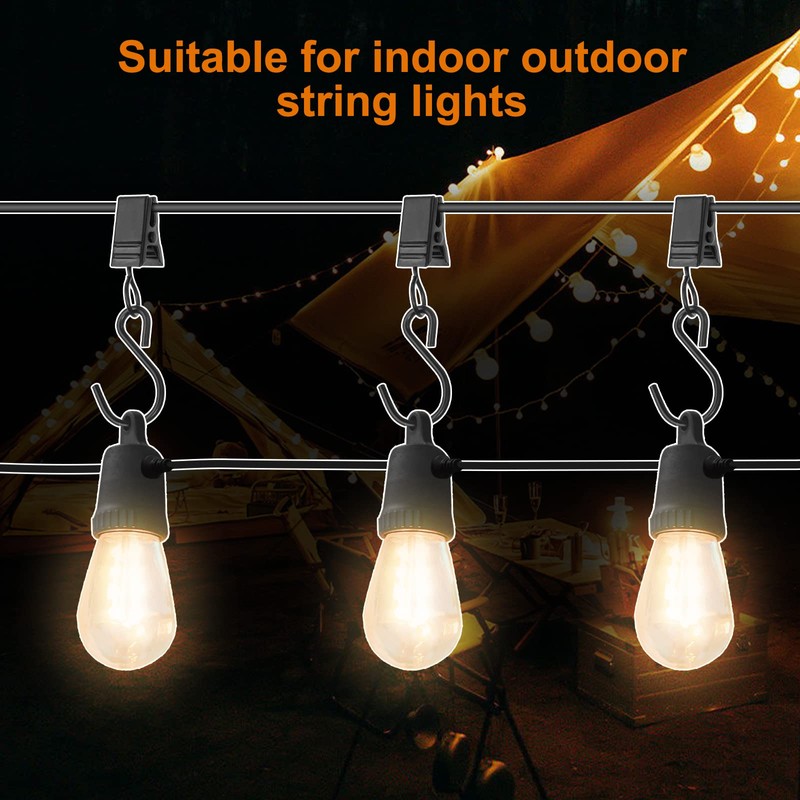40 PCS Curtain Clips with S Hooks for Outdoor String