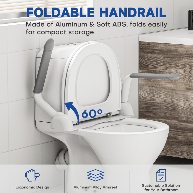 DOZAWA Toilet Safety Rails for Seniors, Heavy Duty Foldable Assist