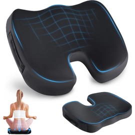 Cojin Ortepedico de Memory Foam para Asientos con Base Antideslizante, Cojín Ortopedico para Silla de Oficina Alivio para Dolor de Ciatica, Espalda y Coxis, Cojin Ergonomico para Silla para Coche