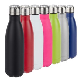 1 x Stainless Steel Water Bottle, Leak-Proof, Cold & Hot Drinks, Vacuum Insulated Flask, 500 ml, Outdoor, Black