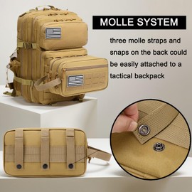 Tactical Toiletry Bag for Men – MOLLE Dopp Kit with Dry/Wet Separation, Large Capacity, Water-Resistant Travel Shaving Bag with U.S Patch & T-Mount MOLLE Clip (Black)