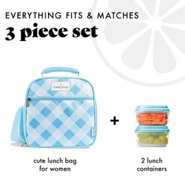 Fit & Fresh Lunch Bag For Women, Insulated Womens Lunch Bag For Work, Large Lunch Box For Women With Two Matching Containers, Townsend Lunch Bag, Carolina Gingham