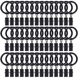42 Pack Curtain Rod Clip Rings,1" Interior Diameter(Compatible with up to 5/8" Curtain Rod),Metal Drapery Ring with Clips,Strong Decorative Drapery Window Ring with Hooks,Rustproof Vintage(Black)