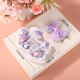 Lyreh Cute Doll Clothes, Funny Butterfly Princess Dress with Bow Hairpin Practical Accessories for Doll Dressing (Purple)