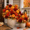 BobbleT 15 Pcs Fake Artificial Fall Mums with Pumpkin Picks,Faux