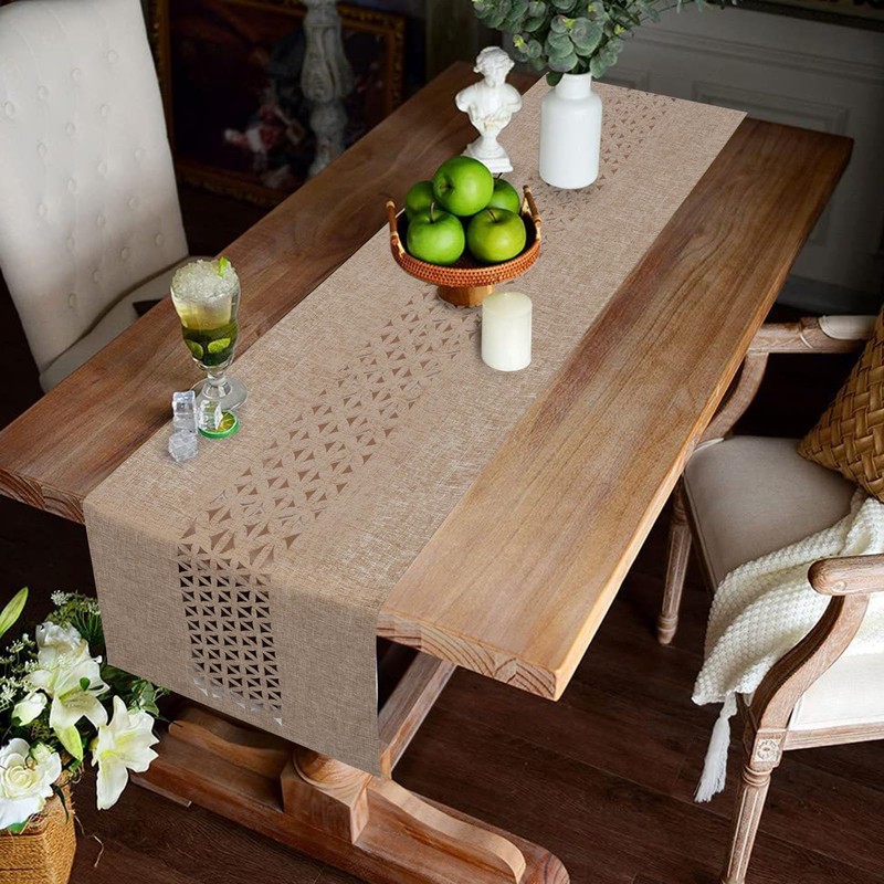 BAZIOE Linen Table Runner Beige Modern Table Runner Washable Table