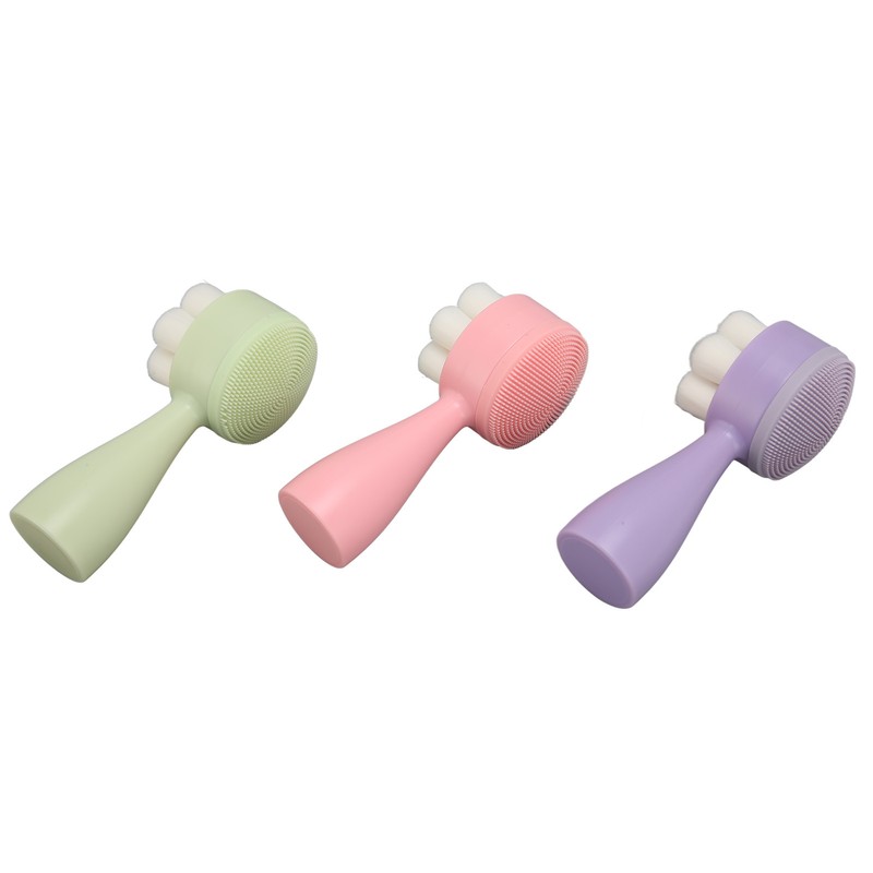 3pcs Facial Cleansing Brush Deep Cleansing Exfoliation Removing Blackhead Massaging