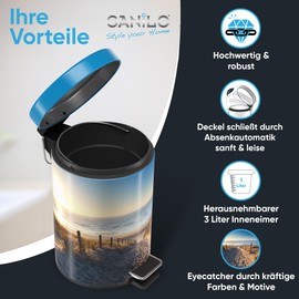 Sanilo Cosmetic Bin 3 L with Soft-Close Mechanism, Many New Bathroom Bins to Choose From, Waste Bin with Inner Container for Any Bathroom (Thin)