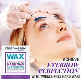 Clean + Easy Tweeze Free Hard Wax for Eyebrows No Strip Natural Hair Removal 1 Ounce