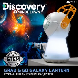 Discovery™ #Mindblown Grab & Go Galaxy Lantern Portable Planetarium Projector, 24 Space-Themed Projection Slides, Ambient Nightlight Mode, Kid's Astronomy Toy, Hidden Storage Compartment