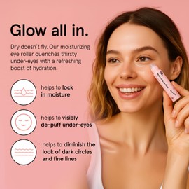 grace & stella Under Eye Brightener with Rose Quartz Rollerball - Centella Asiatica & Caffeine Under Eye Serum for Dark Circles & Puffiness - Travel Essentials, Birthday Gifts for Mom (15ml/0.51floz)