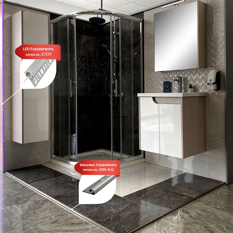 Square Tile Profile Stainless Steel V2A L 250 cm H10