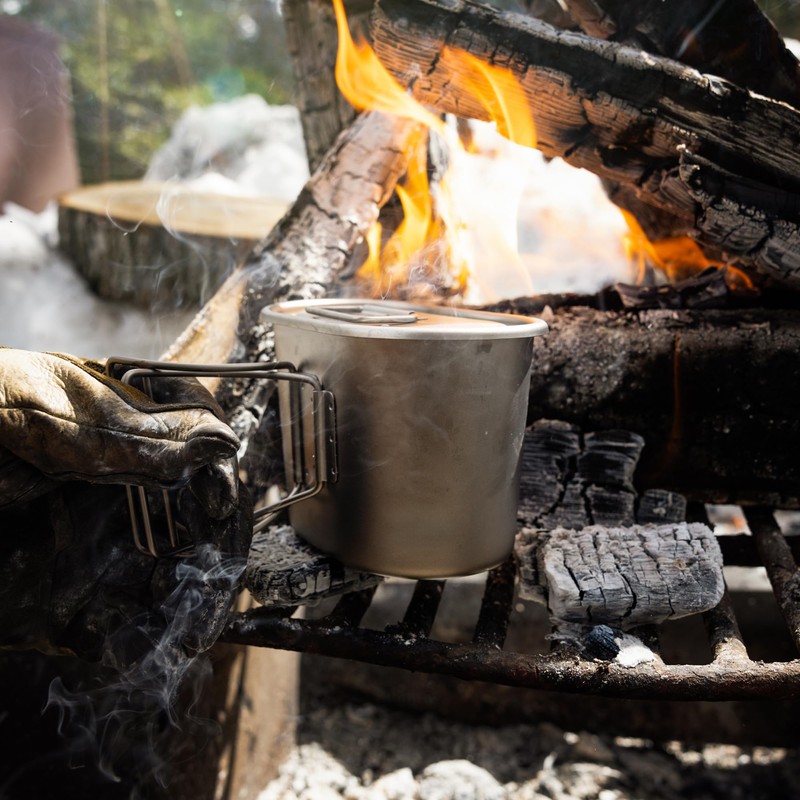 Explorer Bear Titanium Canteen Set, 1100ml + 700ml Cup with