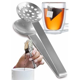 1 Pcs Tea Bag Squeezer Tongs | Stainless Steel Solid and Strainer Parts | Easy & Effective Tea Tool Extraction + No More Burned Fingers on Hot Tea Bag